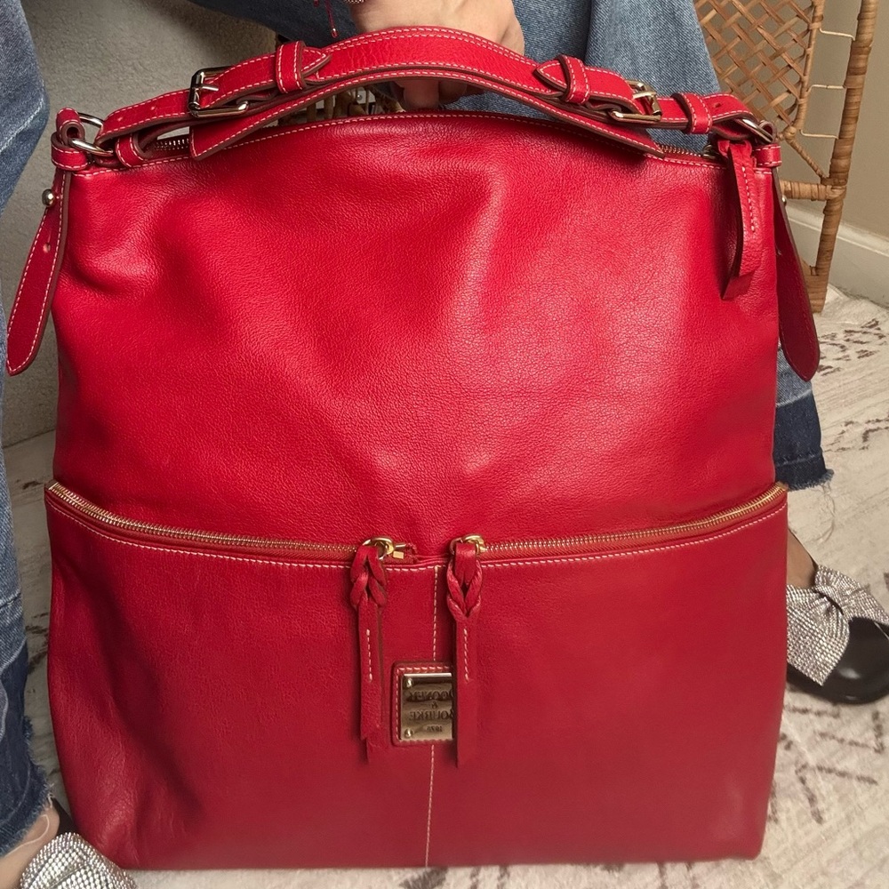 Dooney & Bourke Red Large Zipper Shoulder  Tote Sac - Picture 9 of 15